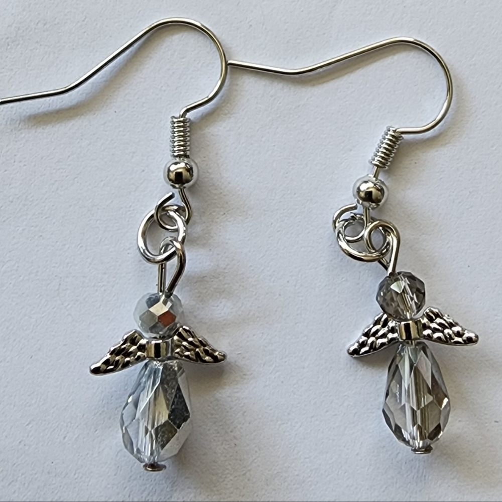 Silver Angel Wing Earrings for Charity.